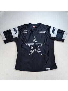 NFL Ultra Game Dallas Cowboys Embroidered Satin Jersey Men's SM 1960 Logo Navy